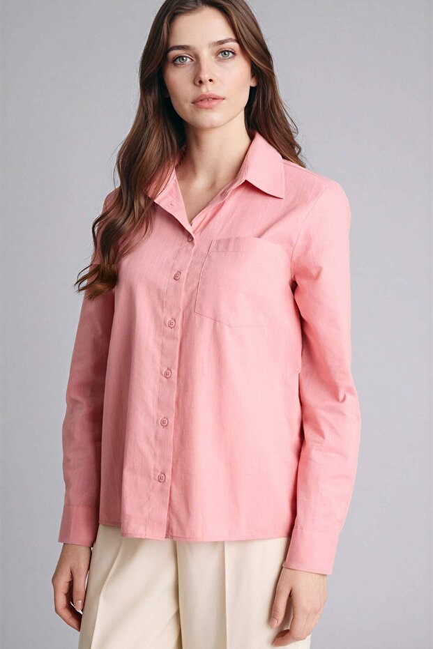 %100 Pamuk Basic Gömlek W7734AZ26SP - 1