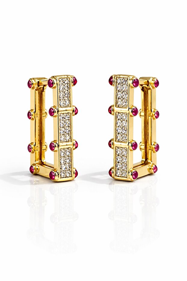 Women's Xuping Stone-Set Rectangular Earrings Do Not Fade