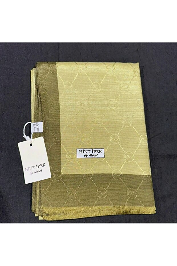 Monogram desenli HİNT İPEK ŞAL - 3