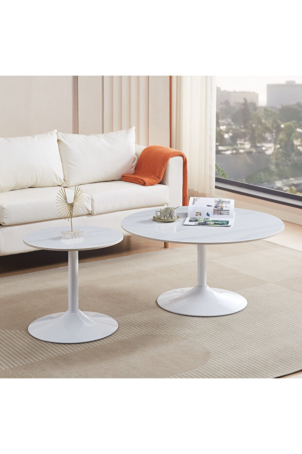 Elvis Sintered Stone Round End Table - 2