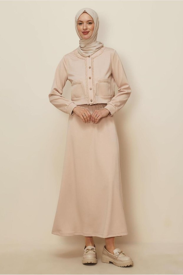 Buttoned Skirt Suit 45186