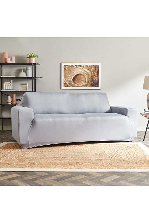 Squab Solid 3-Seater Sofa Cover - 1
