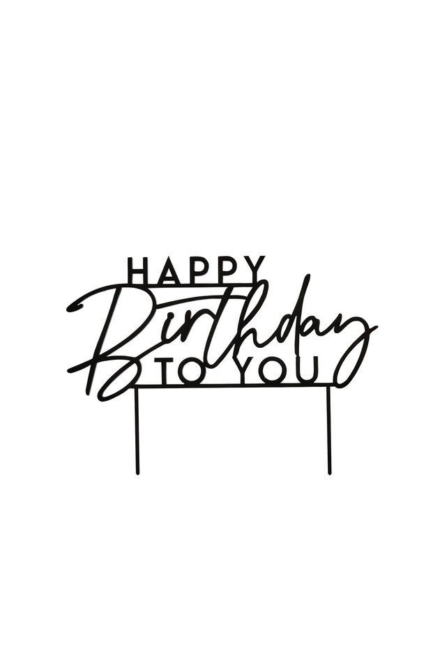 Black 'Happy Birthday To You' Acrylic Cake Topper