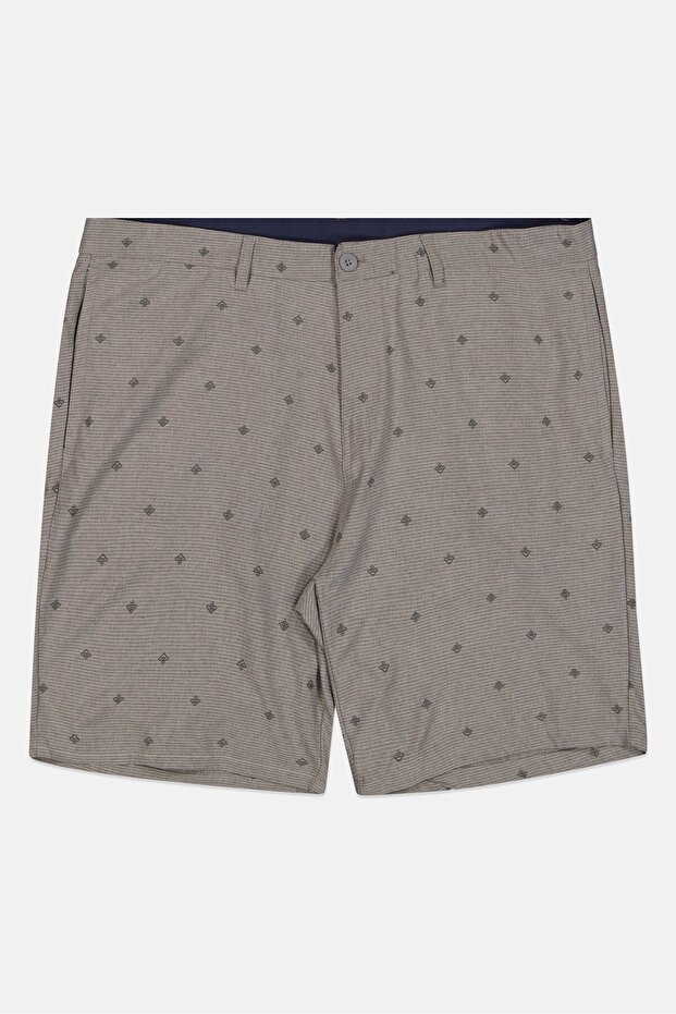 شورت رجالي أساسي بطبعة كاملة، رمادي - 3