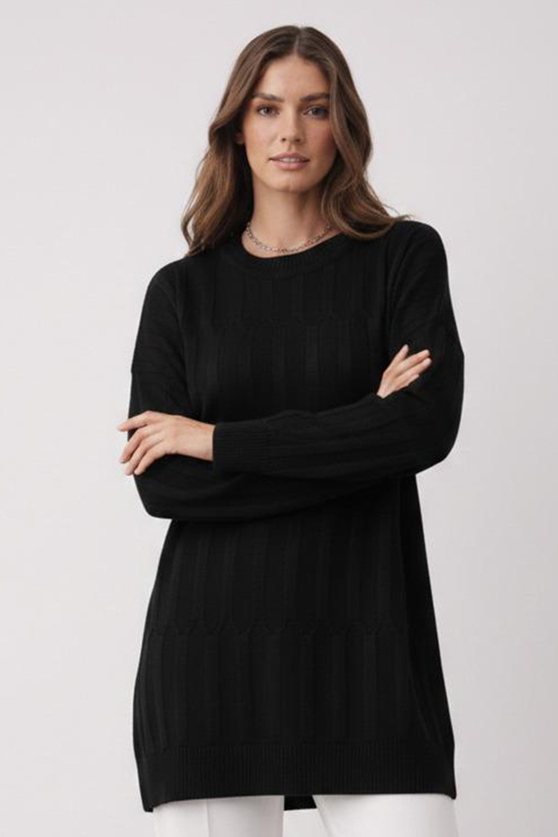 تونيك منقوش N3174 أسود - 3