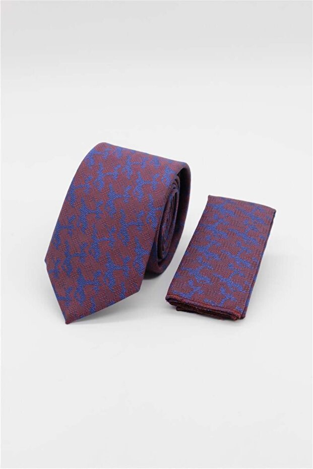 ربطة عنق منقوشة باللون الأحمر كلاريت مقاس 6 سم - 1