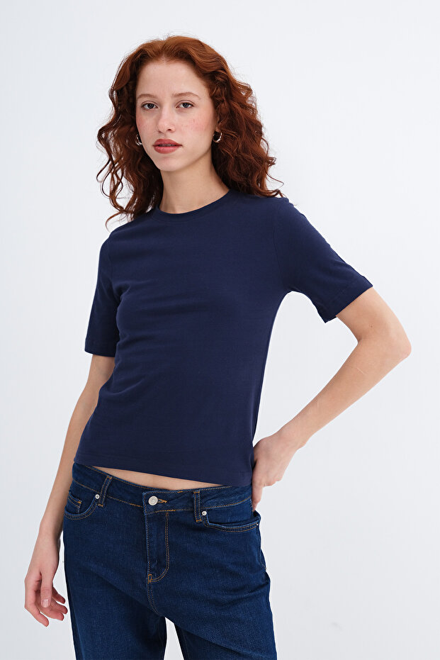 Bisiklet Yaka Basic T-shirt P1903 - 4