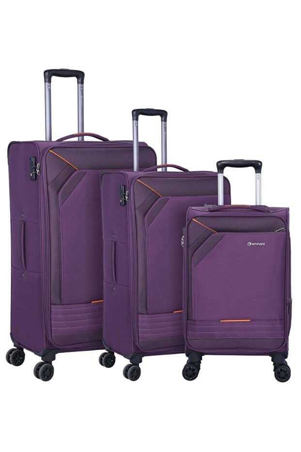 Expandable Trolley Luggage Set of 3 Bag Soft Suitcase for Unisex Travel