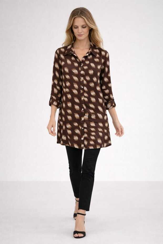 Battal Tunic, Viscose Tunic, Patterned Viscose Tunic - 3