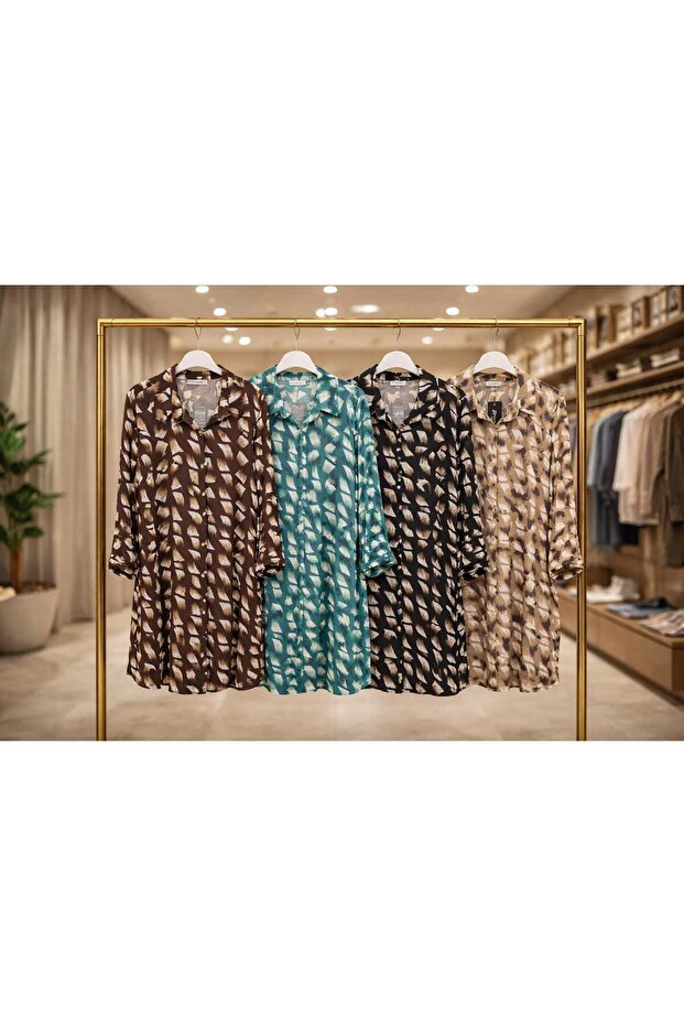 Battal Tunic, Viscose Tunic, Patterned Viscose Tunic - 7