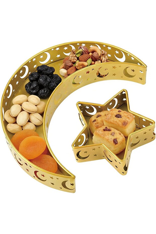 Moon Star Ramadan Tray, 2 Pcs Ramadan Decor Trays