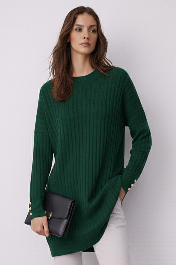 تونيك منقوش N3170 باللون الأخضر الزمردي - 1