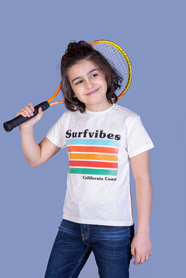 Boy's Printed Crew Neck Short Sleeve T-Shirt - Tk12775