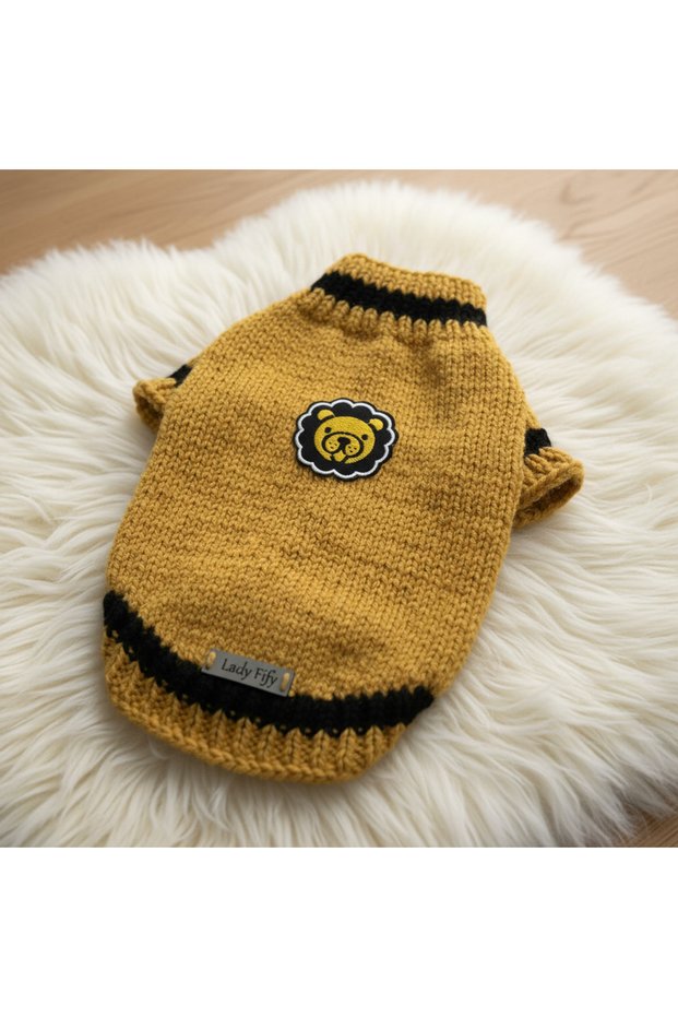 Lion and Mustard Yellow Sweater for Cat and Dog