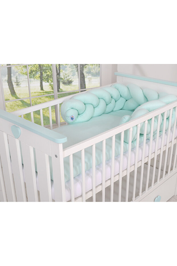 Braided cot bumper - mint - 6