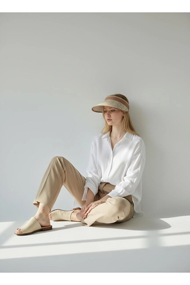 Brown Houndstooth Patterned Visor Adjustable Visor Hat - 4