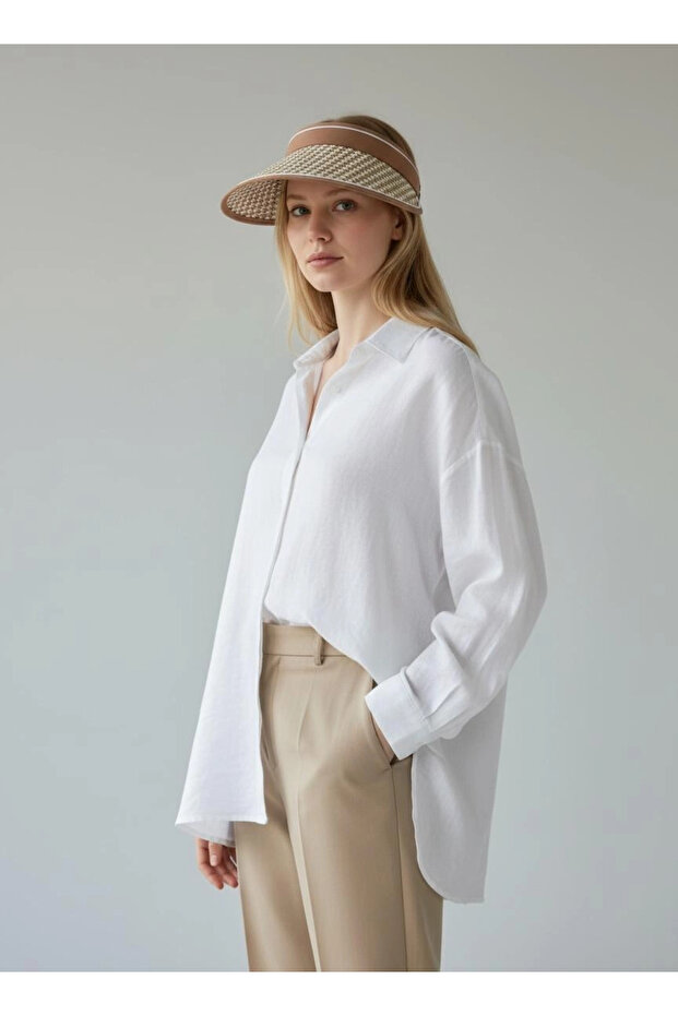 Brown Houndstooth Patterned Visor Adjustable Visor Hat - 3