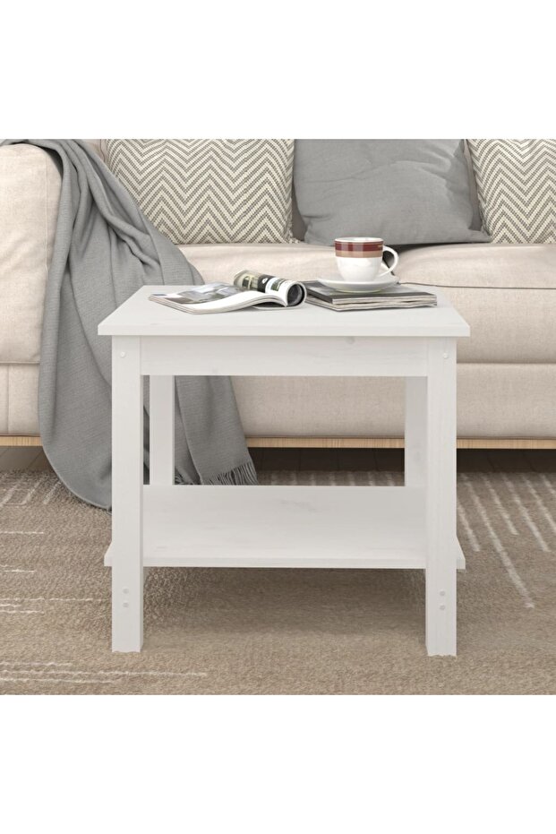 Coffee table, white, 50x50x45 cm, solid pine wood - 1