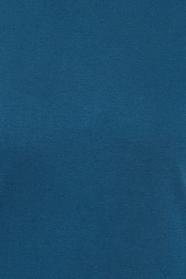 بلوزة نوم أساسية أنيقة باللون الأزرق الداكن - قطن - 6