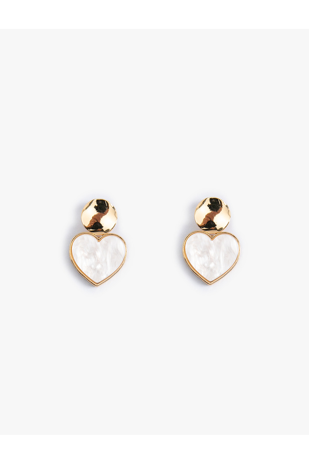 Women'S White Heart Earrings