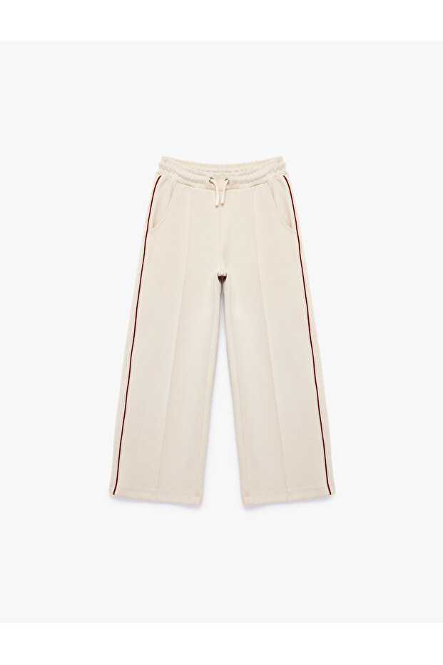 Girl'S Beige Wide Leg Trousers
