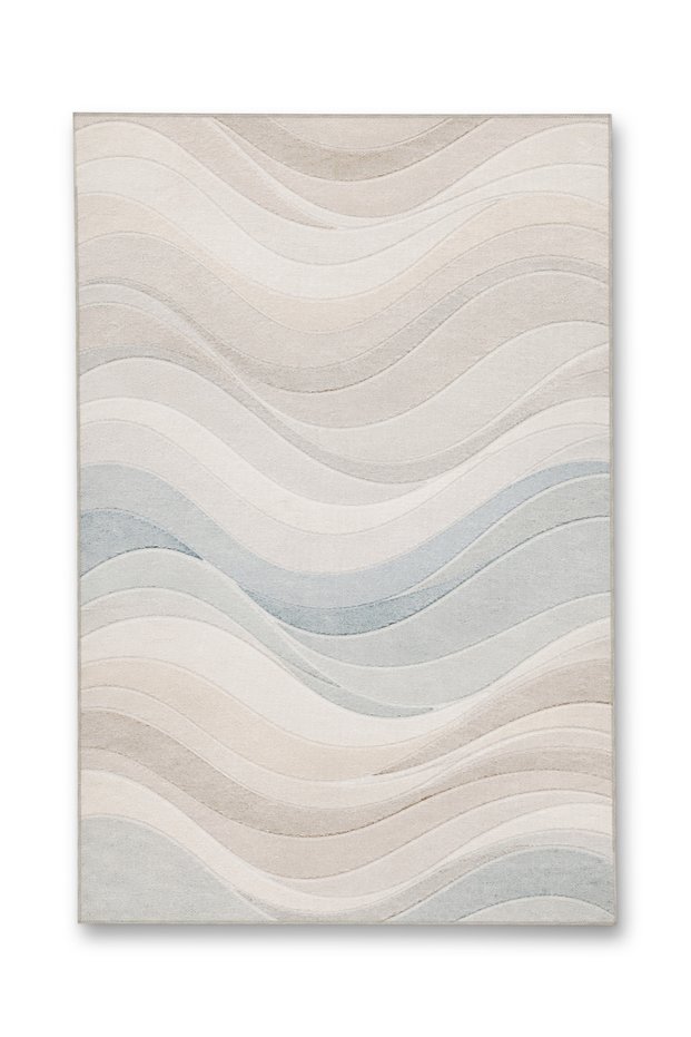 Mosso White Wave Detailed Woven Base Modern Decorative Carpet Mosso2090