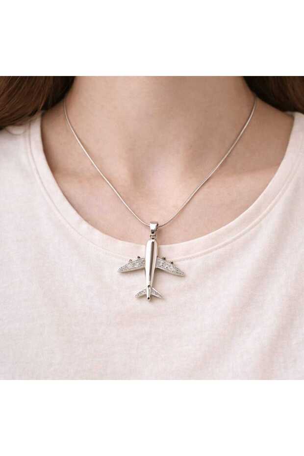 Paslanmaz Çelik Uçak Kolye - 2