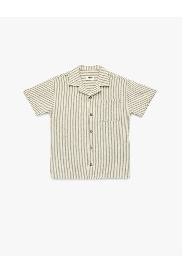 Boy'S Ecru Stripe Cotton Striped Shirt