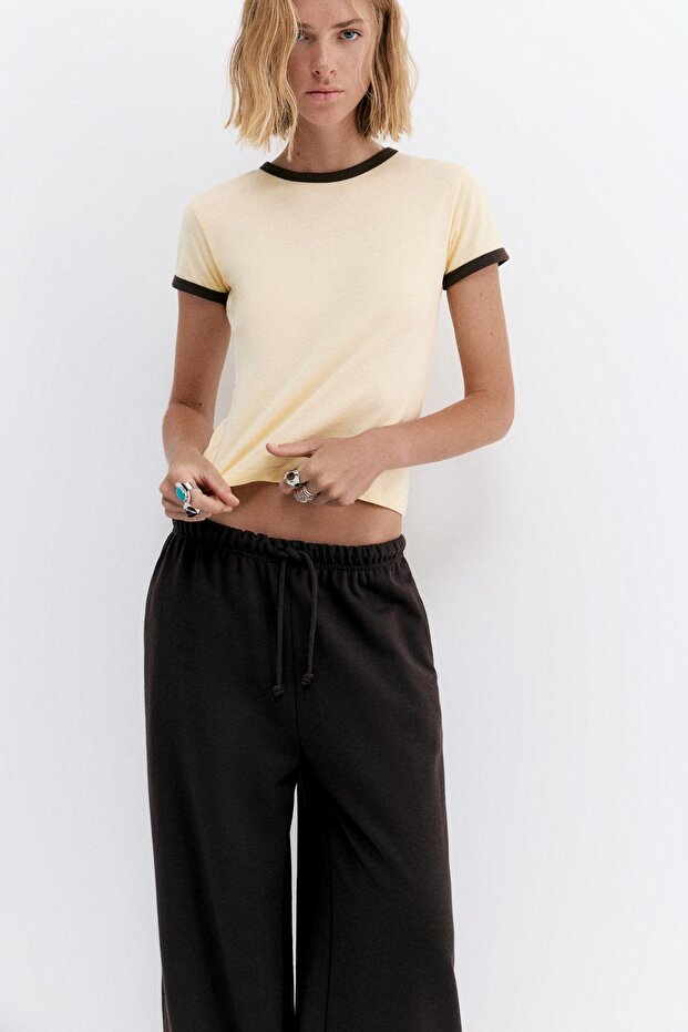 Ayarlanabilir paçalı geniş paça eşofman altı - 6