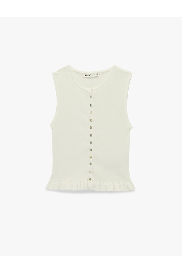 Women'S Ecru Ruffle Vest - 1