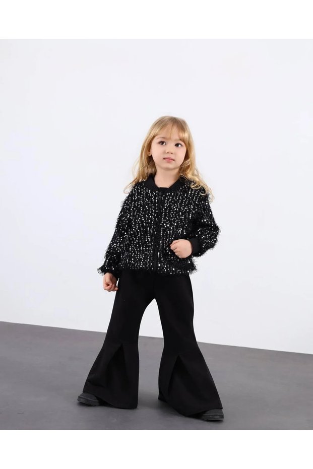 Black Sequined Jacket Spanish Style 3-Piece Set