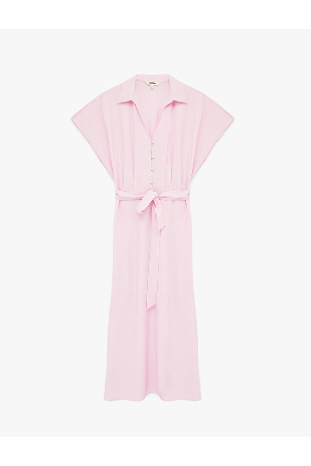 Women'S Pink Midi Shirt Dress