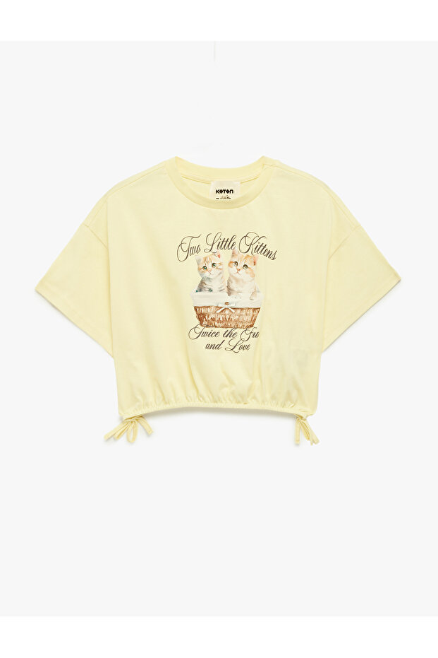 Girl'S Yellow Printed Crop T-Shirt