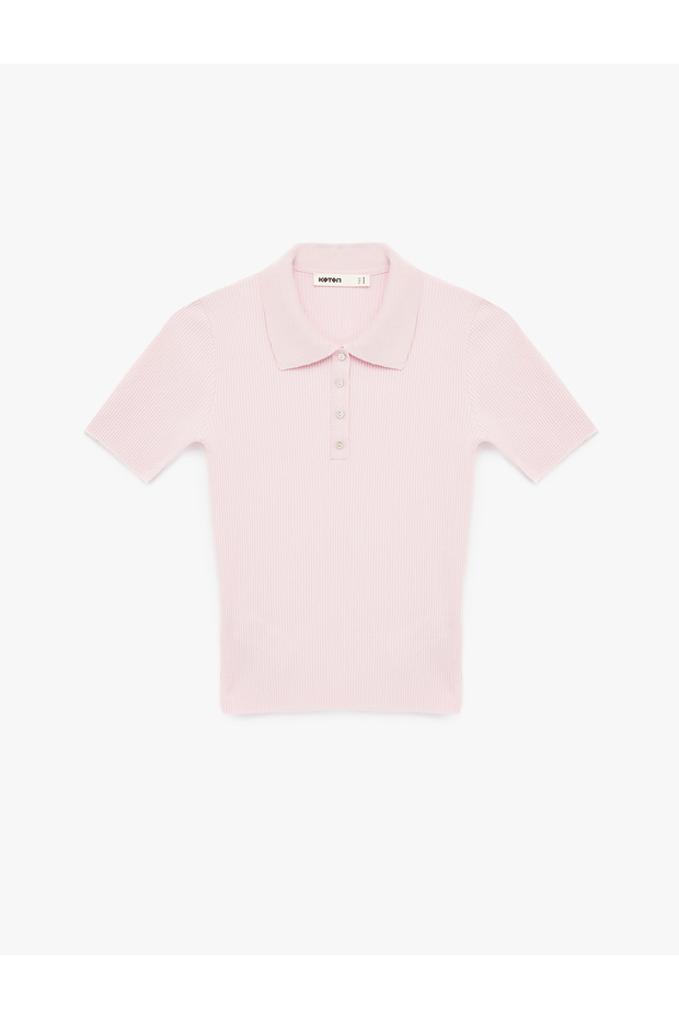 Women'S Pink Polo Neck Knitted Sweater