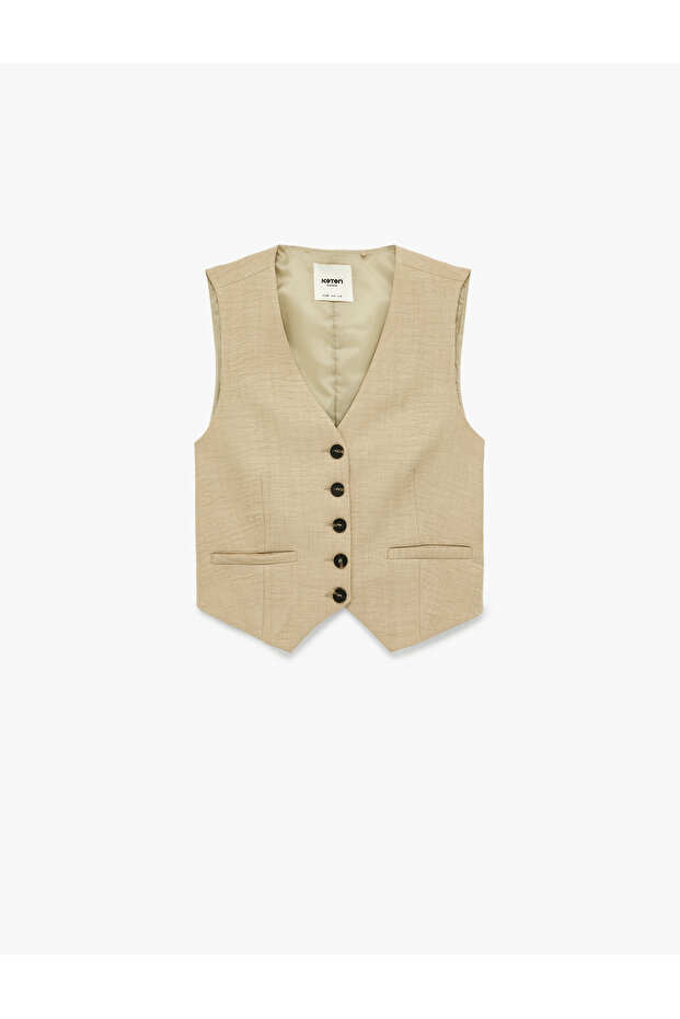 Women'S Khaki Blazer Vest