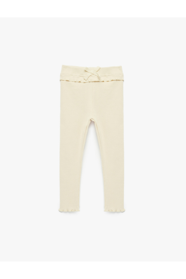 Baby Girl'S Beige Bowtie Detail Leggings