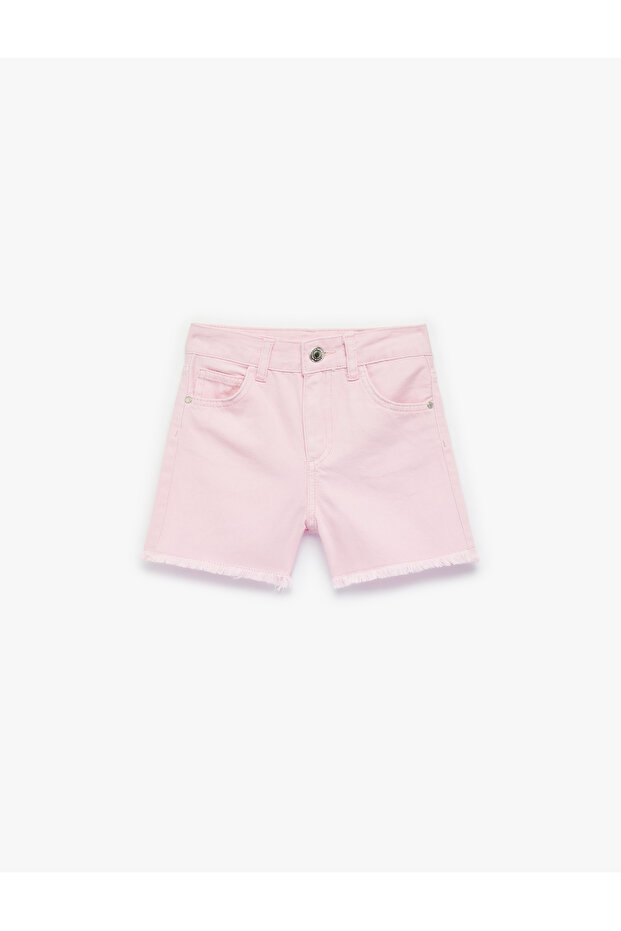Girl'S Pink Straight Fit Denim Shorts