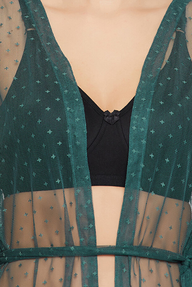 Chic Basic Sheer Robe in Green - 6