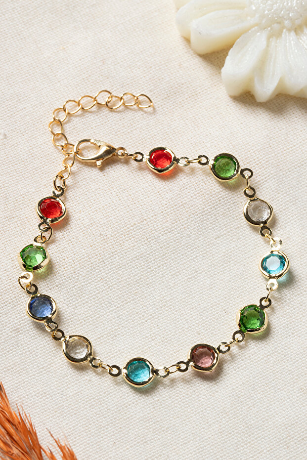 Colorful Zircon Stone Energy Bracelet / Gold Bracelet