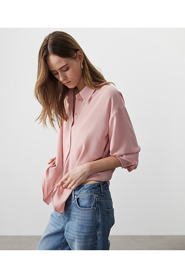 Düşük omuz basic gömlek - 1