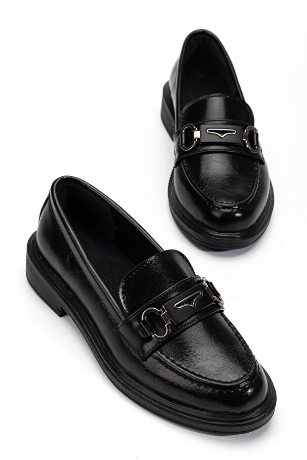Women's Patent Leather Buckle Thick Sole Loafer Shoes