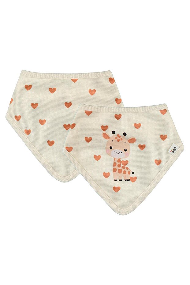 Heart - Giraffe Patterned Baby Bib - Elephant Tooth