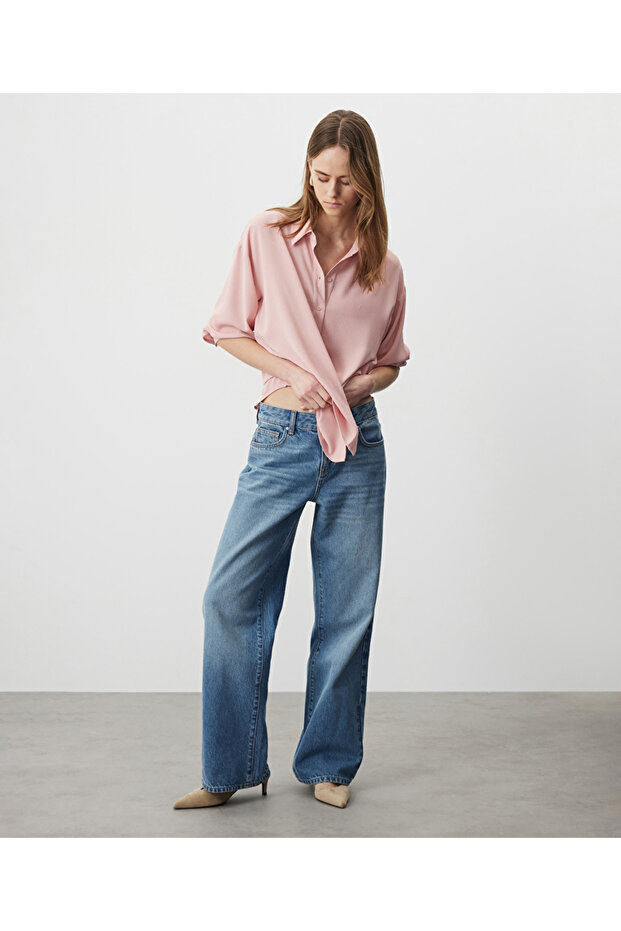 Düşük omuz basic gömlek - 2