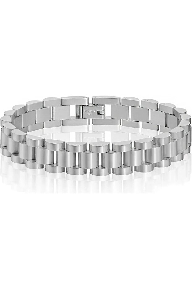 Unisex Design Model Anti-Tarnish Silver Steel Bracelet