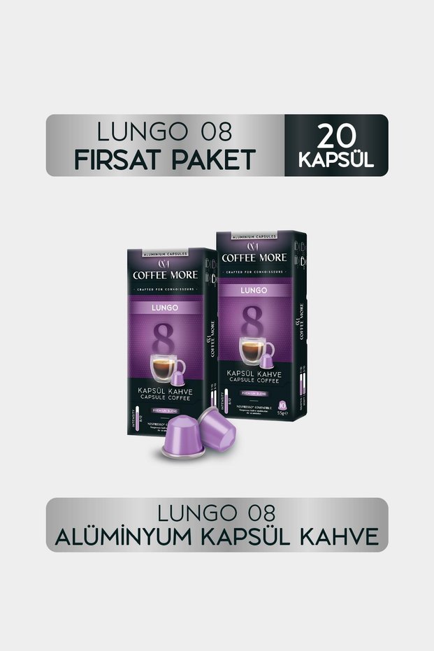 8 Lungo Capsule Coffee 10 X 2 Packs (20 Pieces) Nespresso Compatible