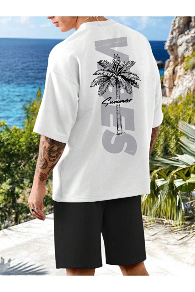 Men's Vibes Printed T-Shirt and Shorts Top and Bottom Set