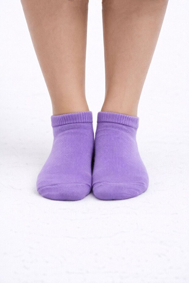 3 Pairs of Cotton Summer Women's Socks, Soft Plain Socks (Purple)