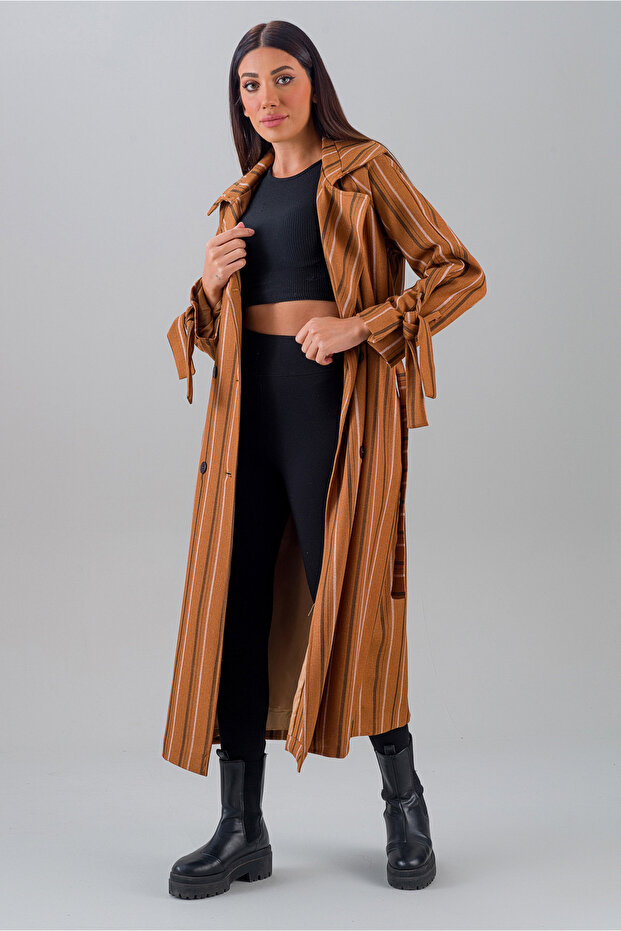 Women's Chize Patterned Trench Coat Oversize