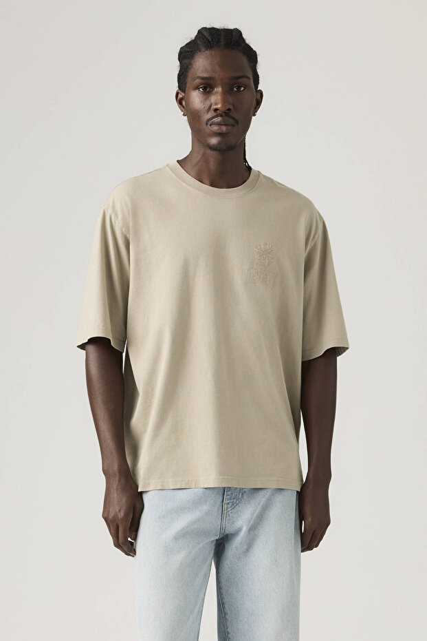 Half Sleeve Tonal Vintage Khak Beige Men's T-Shirt