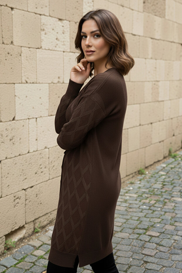 كارديجان منقوش N3290 بني - 2